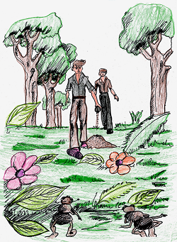 Ilustração do livro infantil el econdite del hormigo - Acleju - Clube de Autores