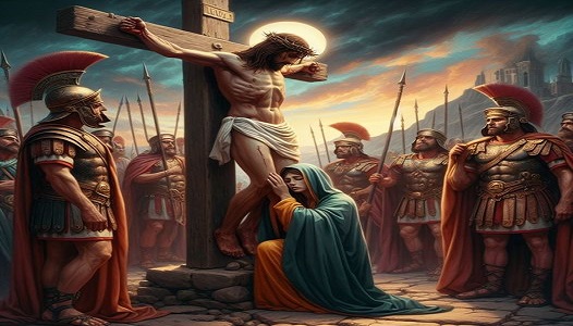 A Crucificação de Jesus Cristo - soldados romanos pregam Jesus na Cruz